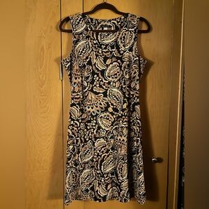 Tommy Hilfiger Black and Tan Paisley Midi Dress